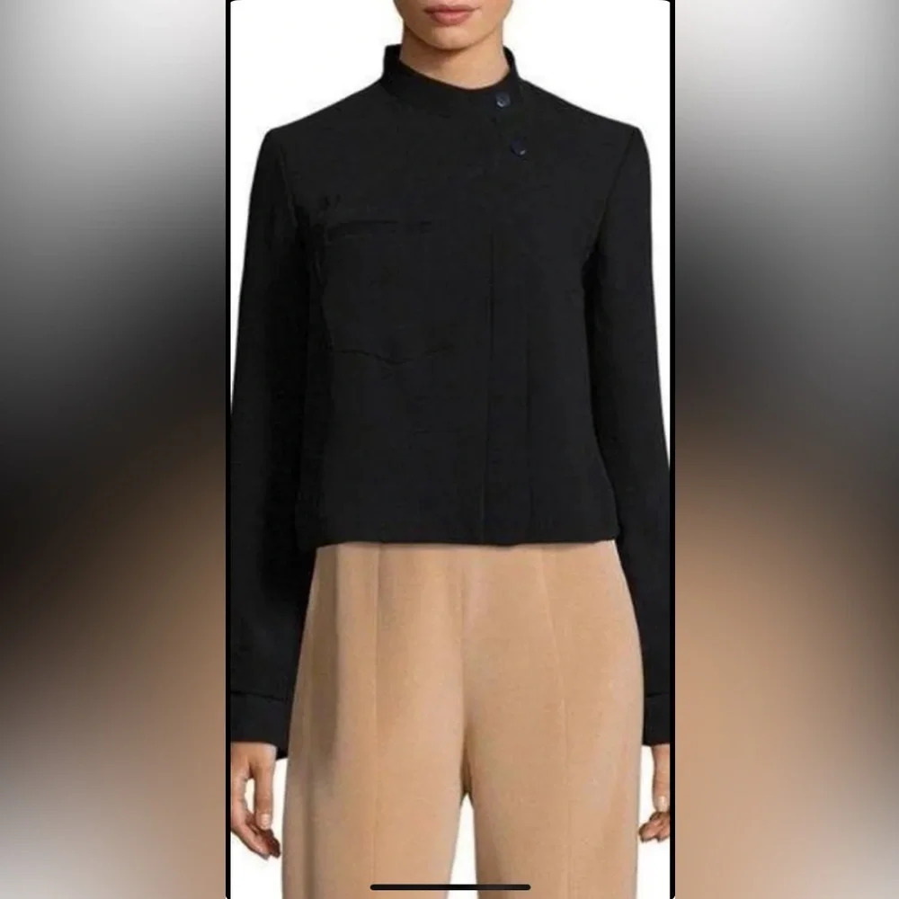 Rachel Roy RACHEL Black Mock Neck Moto Jacket Blazer, Size 4
